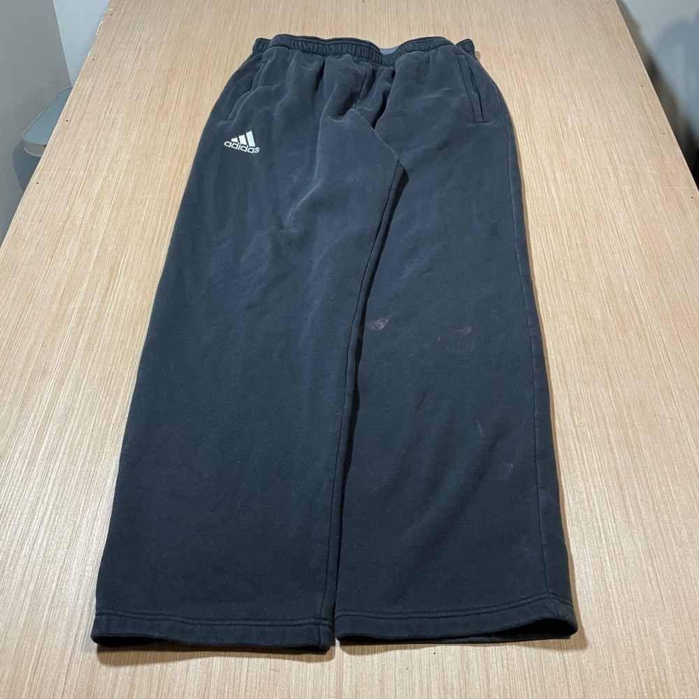 Adidas Sweatpants Mens XL Black Fleece Wide Leg Open Hem RN119208